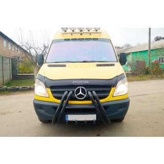 Defensa Delantera F1-01 Negra (2013-2018, Acero Inoxidable) Mercedes Sprinter W906 2006–2018 foto 4
