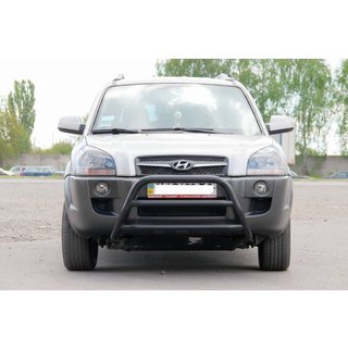 Defensa Delantera WT022 Negra (Acero Inoxidable) Hyundai Tucson JM 2004- foto 1