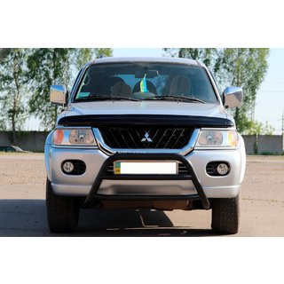 Defensa Delantera WT022 Negra (Acero Inoxidable) Mitsubishi Pajero Sport 1996-2007 foto 1