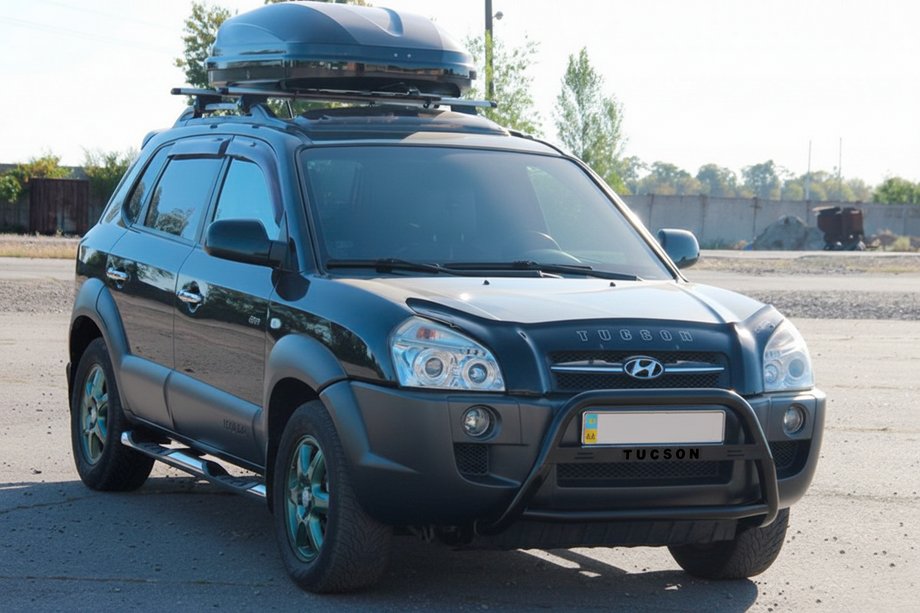 Hyundai Tucson JM 2004- Defensa Delantera WT025 Negra (Acero Inoxidable) Image