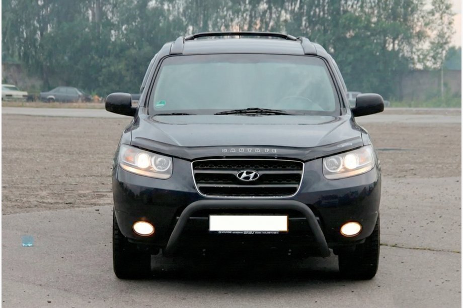 Hyundai Santa Fe 2 2006-2012 Defensa Delantera WT007 Negra (Acero Inoxidable) Image