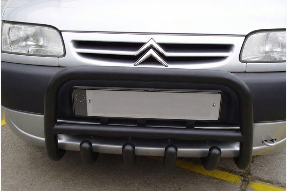 Citroen Berlingo 1996-2008 Defensa Delantera QT006 Negra (Acero Inoxidable) Image