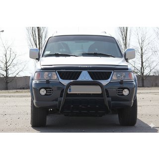Defensa Delantera QT006 Negra (Acero Inoxidable) Mitsubishi Pajero Sport 1996-2007 foto 1