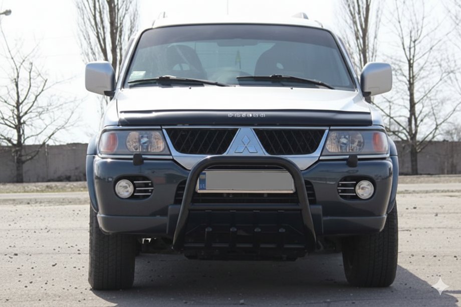 Mitsubishi Pajero Sport 1996-2007 Defensa Delantera QT006 Negra (Acero Inoxidable) Foto 1