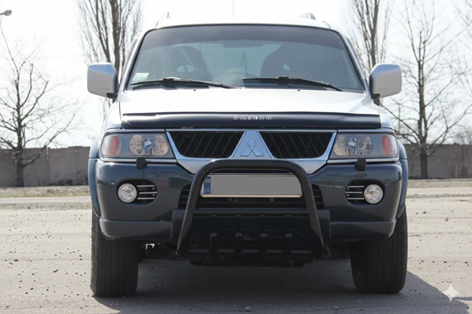 Mitsubishi Pajero Sport 1996-2007 Defensa Delantera QT006 Negra (Acero Inoxidable) Image