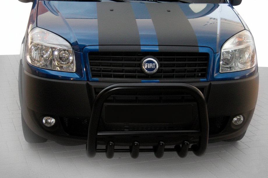 Fiat Doblo I 2005-2010 Defensa Delantera QT006 Negra (Acero Inoxidable) Image
