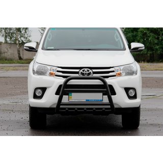 Defensa Delantera QT006 Negra (Acero Inoxidable) Toyota Hilux 2015-