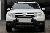 Renault Duster 2008–2017 Defensa delantera sin logotipo QT006 Negra (acero inoxidable) foto 1