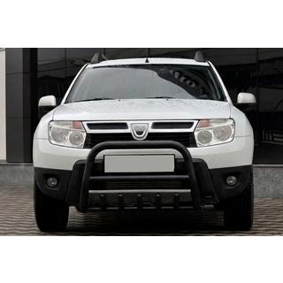 Defensa delantera sin logotipo QT006 Negra (acero inoxidable) Renault Duster 2008–2017