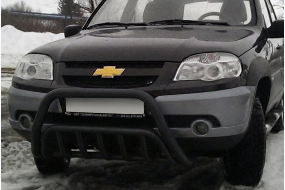 Chevrolet Niva 1998-2020 Defensa Delantera WT002 Negra (Acero Inoxidable) Image