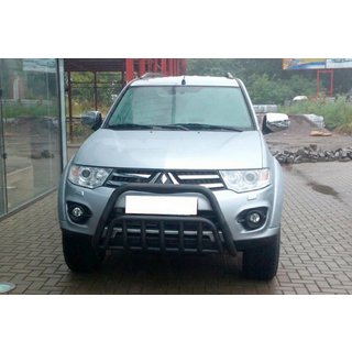 Defensa Delantera WT002 Negra (Acero Inoxidable) Mitsubishi Pajero Sport 2008-2015 foto 1