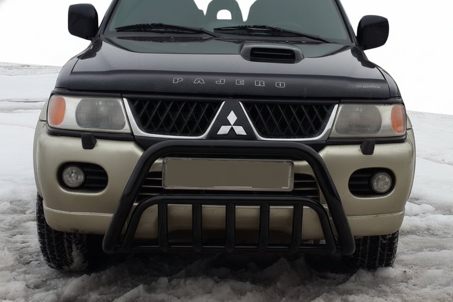 Mitsubishi Pajero Sport 1996-2007 Defensa Delantera WT002 Negra (Acero Inoxidable) Image