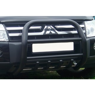 Defensa Delantera QT011 Negra (Acero Inoxidable) Mitsubishi Pajero Wagon IV 2006-2021 foto 3