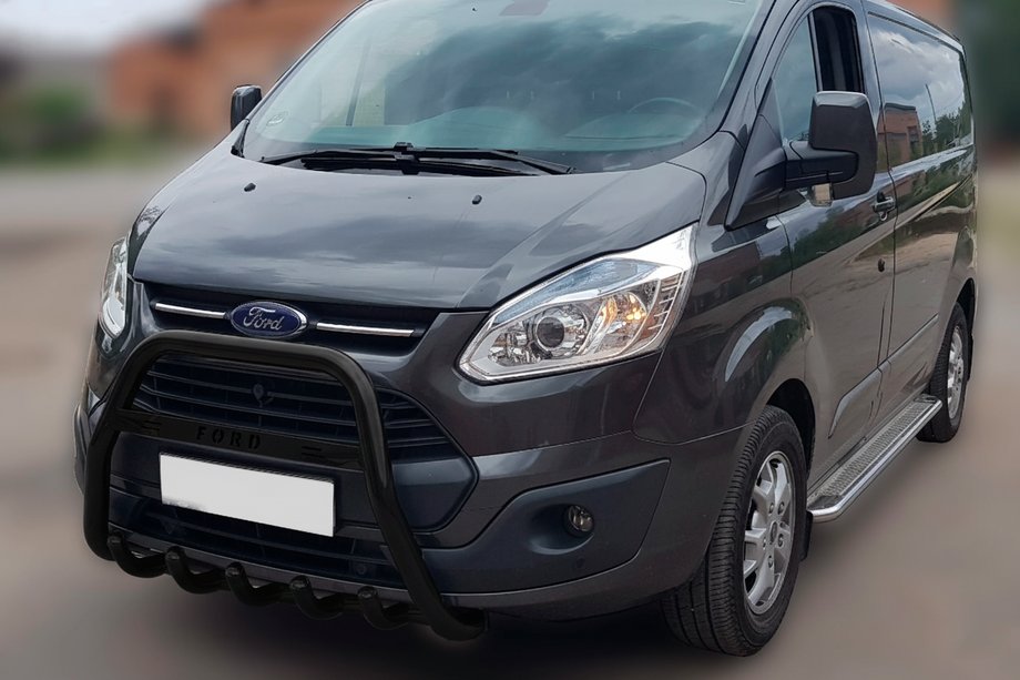 Ford Custom 2013-2022 Defensa Delantera WT006 F1-56 Negra (Acero Inoxidable) Image