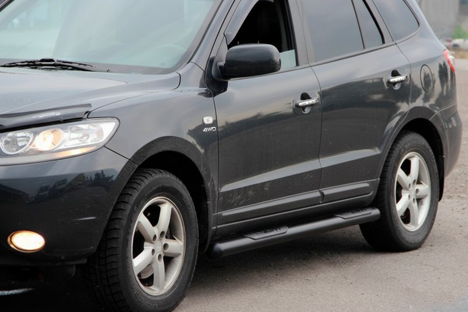 Hyundai Santa Fe 2 2006-2012 Barras Laterales B3 Black (2 uds, acero inoxidable) Image