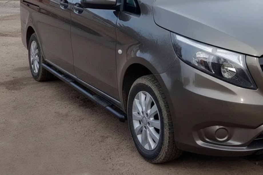 Mercedes Vito/V-class W447 2014- Barras Laterales Black (2 uds, Acero Inoxidable) d70, batalla larga (L3) Foto 2