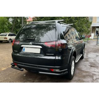 Protector trasero AK003-Double Black (2 uds., acero inoxidable) Mitsubishi Pajero Sport 2008-2015