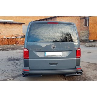 Barras traseras de esquina AK003-Double Black (2 uds., acero inoxidable) Volkswagen T6 2015-2024 foto 3