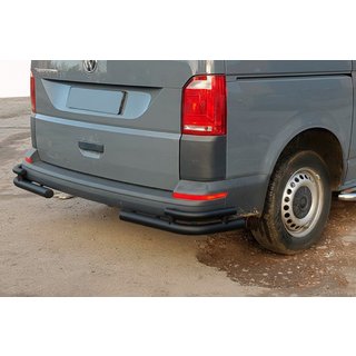 Barras traseras de esquina AK003-Double Black (2 uds., acero inoxidable) Volkswagen T6 2015-2024 foto 1