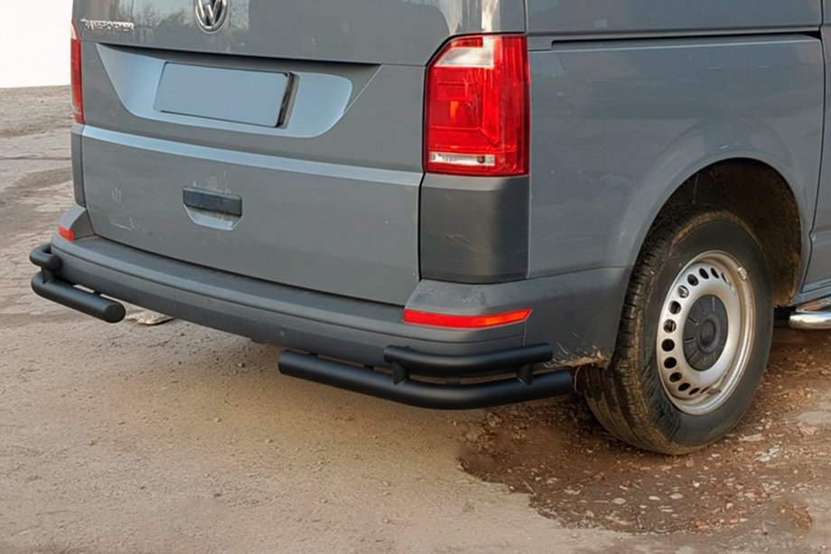 Volkswagen T6 2015-2024 Barras traseras de esquina AK003-Double Black (2 uds., acero inoxidable) Foto 1