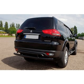 Protector trasero AK002-2 Negro (2 uds, acero inoxidable) Mitsubishi Pajero Sport 2008-2015 foto 2