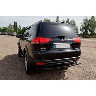 Protector trasero AK002-2 Negro (2 uds, acero inoxidable) Mitsubishi Pajero Sport 2008-2015 foto 3