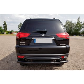 Protector trasero AK002-2 Negro (2 uds, acero inoxidable) Mitsubishi Pajero Sport 2008-2015 foto 1