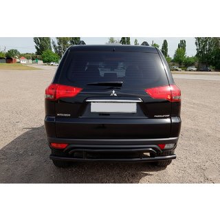 Protector trasero AK002-2 Negro (2 uds, acero inoxidable) Mitsubishi Pajero Sport 2008-2015 foto 4