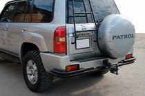 Nissan Patrol Y61 1997-2011 Barra Trasera AK005-3 Negra (Acero Inoxidable) foto 1