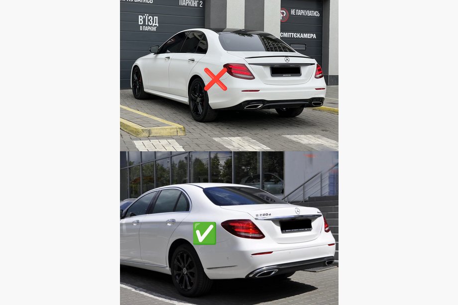 Mercedes E-class W213 2016-2023 Difusor trasero con colas de escape E53-Design Silver (para Base) Foto 10