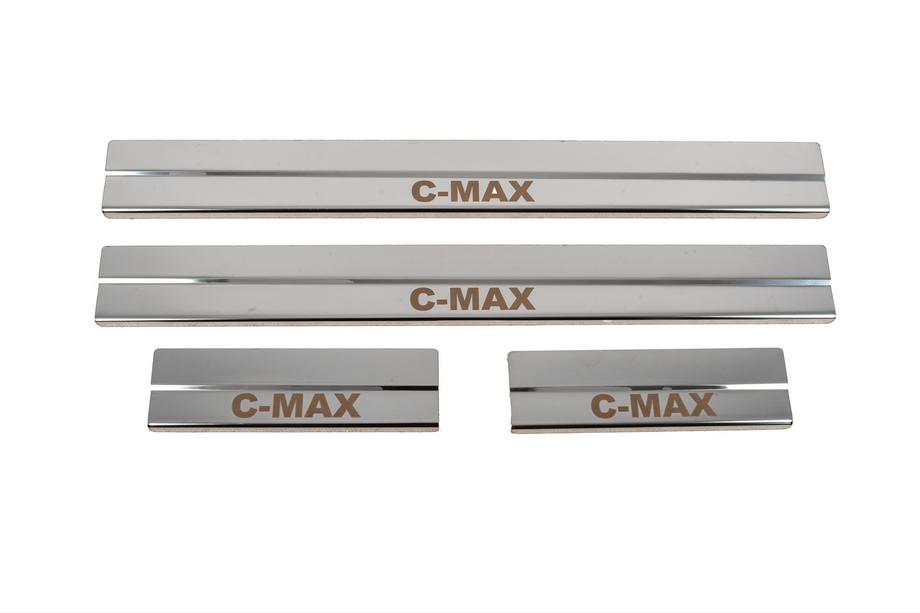 Ford C-Max 2004-2010 Cubiertas de umbral de puerta (4 uds, acero inoxidable) Image