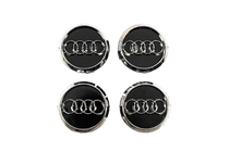 Audi Tapas centrales de llanta 60/58 mm (Negro con cromo, 4 uds) foto 1