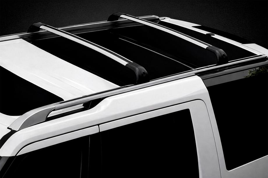 Land Rover Discovery IV 2009-2017 Barras transversales de techo para raíles integrados OEM (2 uds) Gris Foto 3