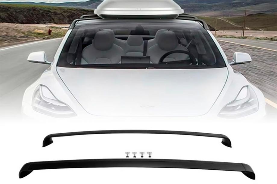 Tesla Model Y 2020- Barras transversales OEM para puntos de fijación de fábrica, con cerradura (2 uds.) Foto 4