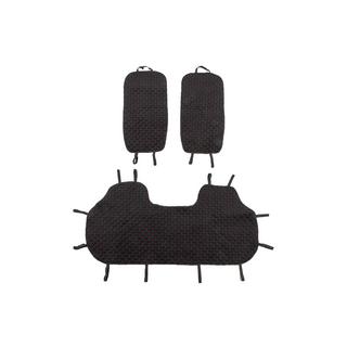Fundas para asientos traseros de velour (juego, Negro con costura roja) foto 1