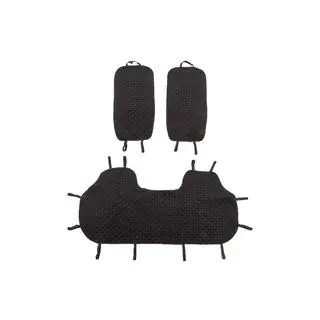 Fundas para asientos traseros de velour (juego, Negro con costura roja) foto 1