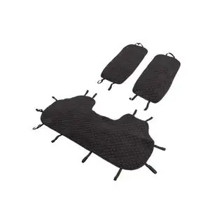 Fundas para asientos traseros de velour (juego, Negro con costura roja) foto 4