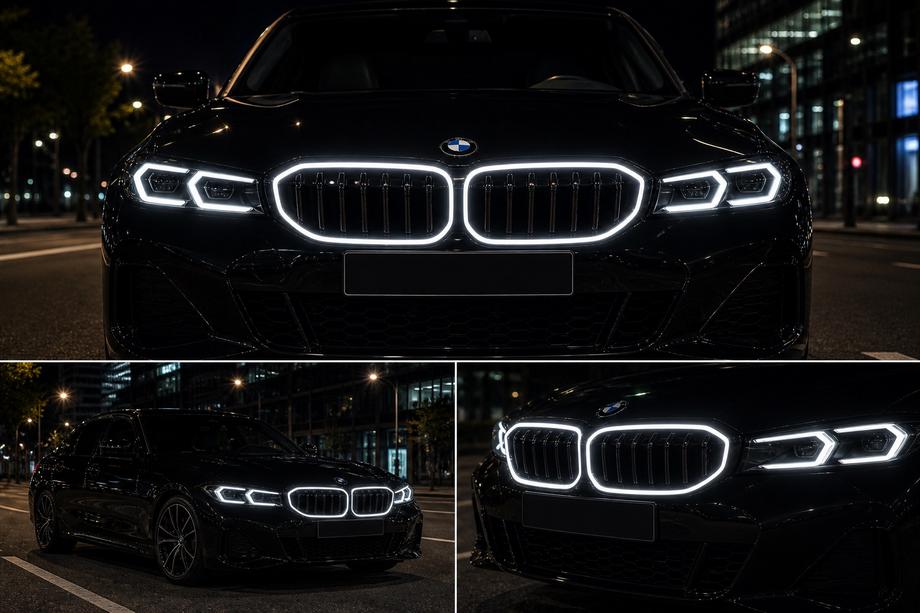 BMW 3 Series G20/G21 2018- Riñones LED M-Look (2022+, negro brillo) Foto 6