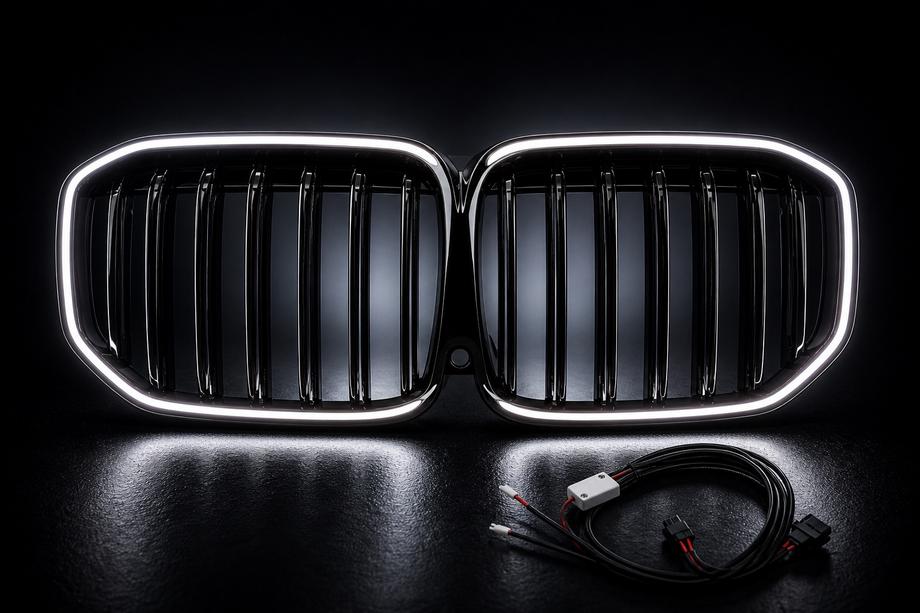 BMW X7 G07 2019- Parrillas tipo riñón M-Look LED (2019-2022, negro brillo) Foto 11