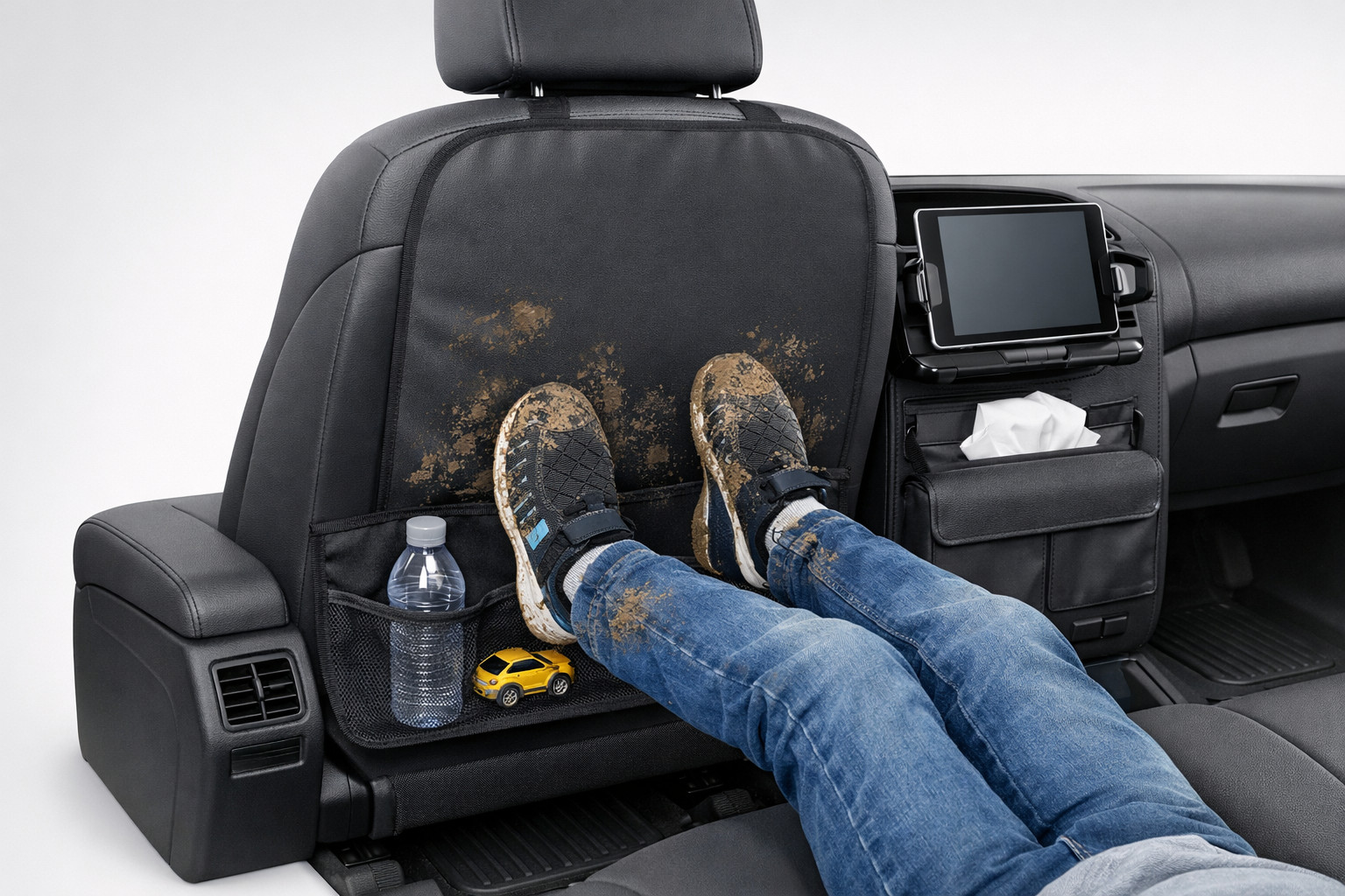 El niño ensucia el respaldo del asiento con los pies: qué funciona de verdad
