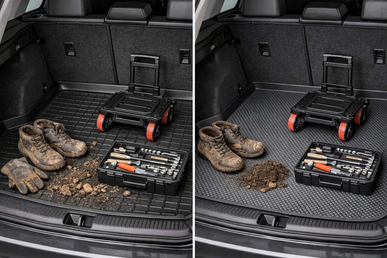 Alfombrilla de goma para maletero o EVA: ¿qué va mejor para carrito, herramientas y suciedad?