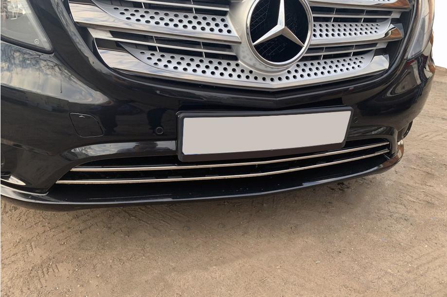 Mercedes Vito/V-class W447 2014- Embellecedores para rejilla de parachoques (2 uds, acero inoxidable) Vito Furgón (Cromo Negro) Foto 7