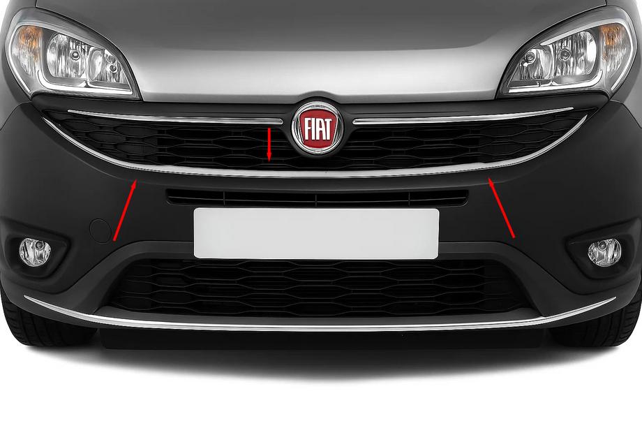 Fiat Doblo II 2010-2022 Moldura alrededor de la parrilla inferior (2015↗, acero inoxidable) Image