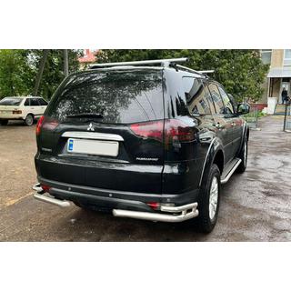 Protector trasero AK003-Double (2 uds., acero inoxidable) Mitsubishi Pajero Sport 2008-2015