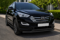 Hyundai Santa Fe 3 2012-2018 Defensa delantera tipo barra ST014 Black (acero inoxidable) foto 1