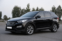 Hyundai Santa Fe 3 2012-2018 Defensa delantera tipo barra ST014 Black (acero inoxidable) foto 2