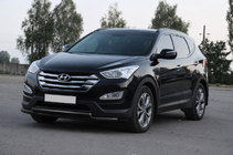 Hyundai Santa Fe 3 2012-2018 Defensa delantera tipo barra ST014 Black (acero inoxidable) foto 4