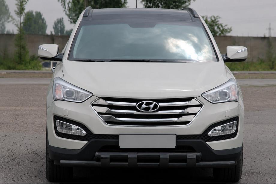 Hyundai Santa Fe 3 2012-2018 Defensa delantera ST015 Black (acero inoxidable) Image