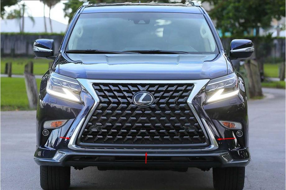 Lexus GX460 2009-2023 Moldura cromada protectora para parachoques delantero (2013-2023, 3 uds.) Image