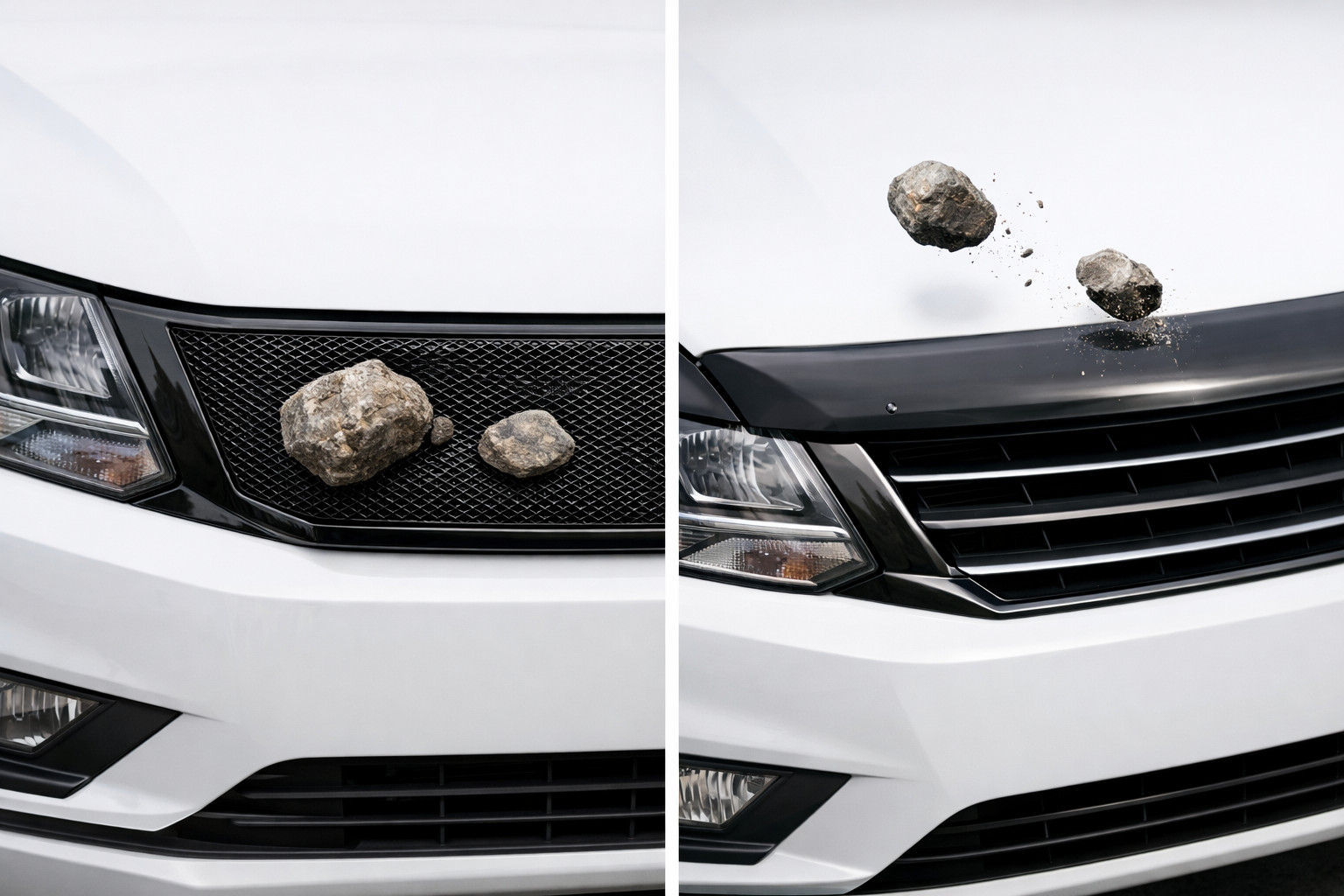 Qué protege mejor de las piedras en carretera: malla en la parrilla o deflector de capó